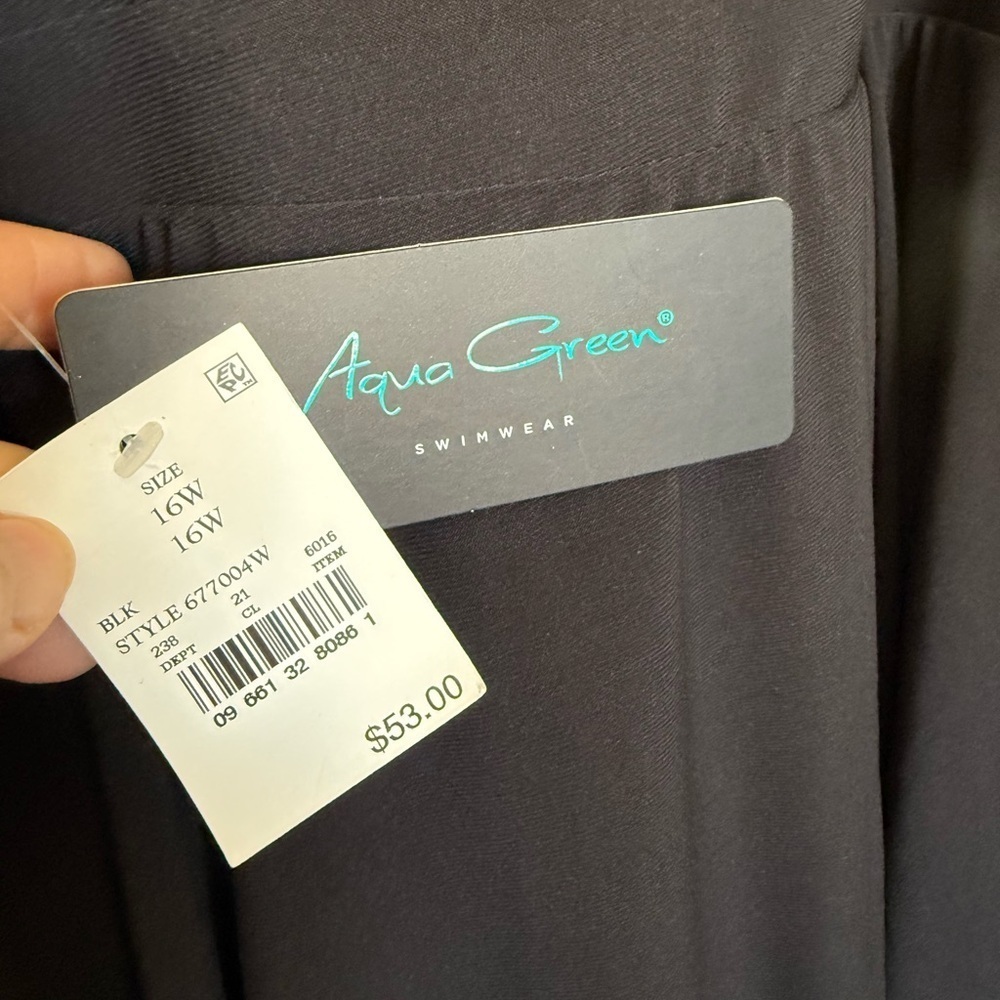 NWT Black Aqua Green Adjustable Strap Swim Dress in Size 16W - Picture 11 of 11